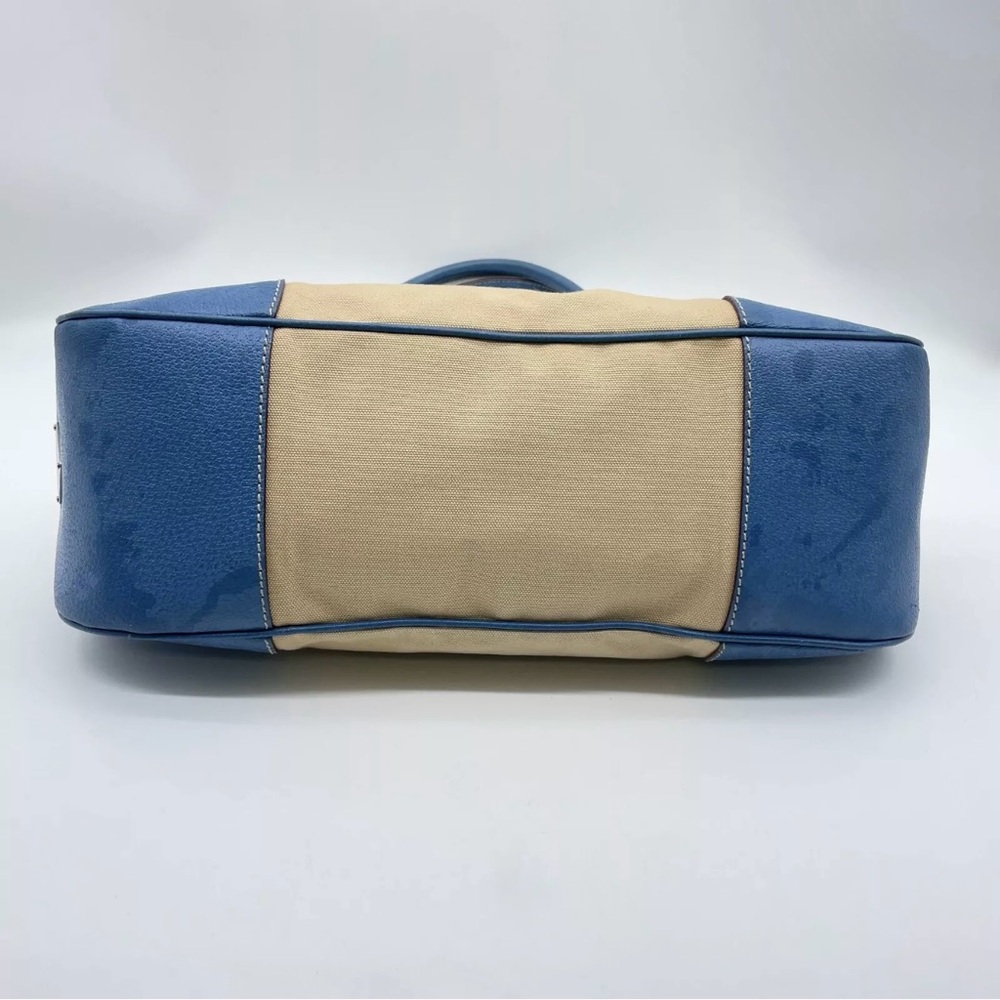Prada Canapa canvas/leather blue moon and cream shoulder bag - Picture 7 of 16